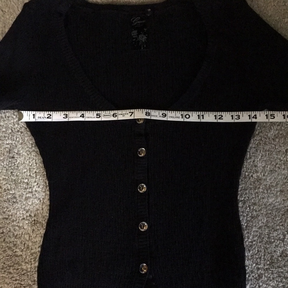 Guess Black Ribbed Button-Front Cardigan - Picture 3 of 6